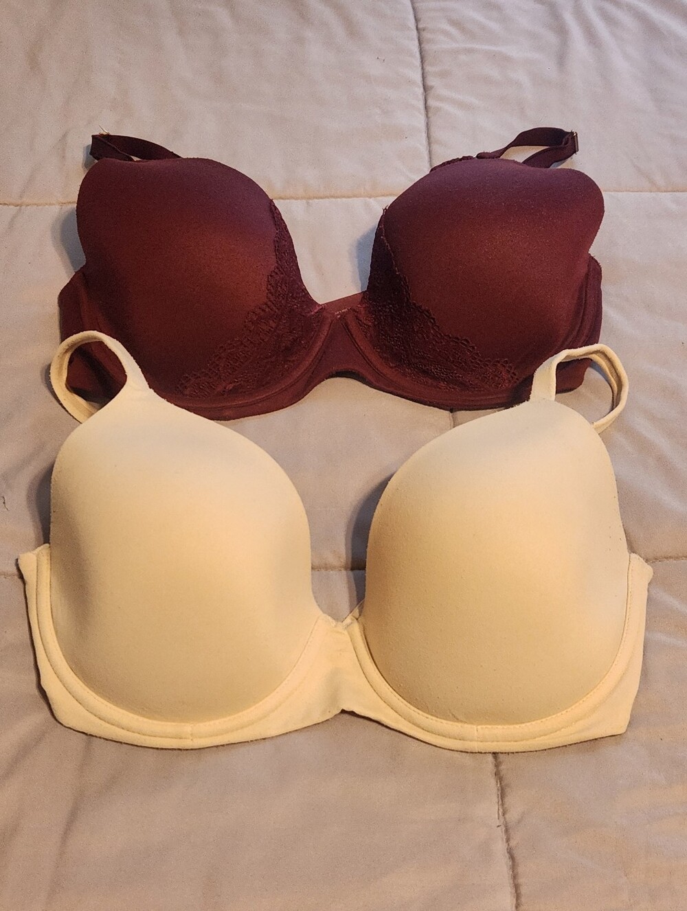 Soma Duo Molded Bras in Burgundy and Cream